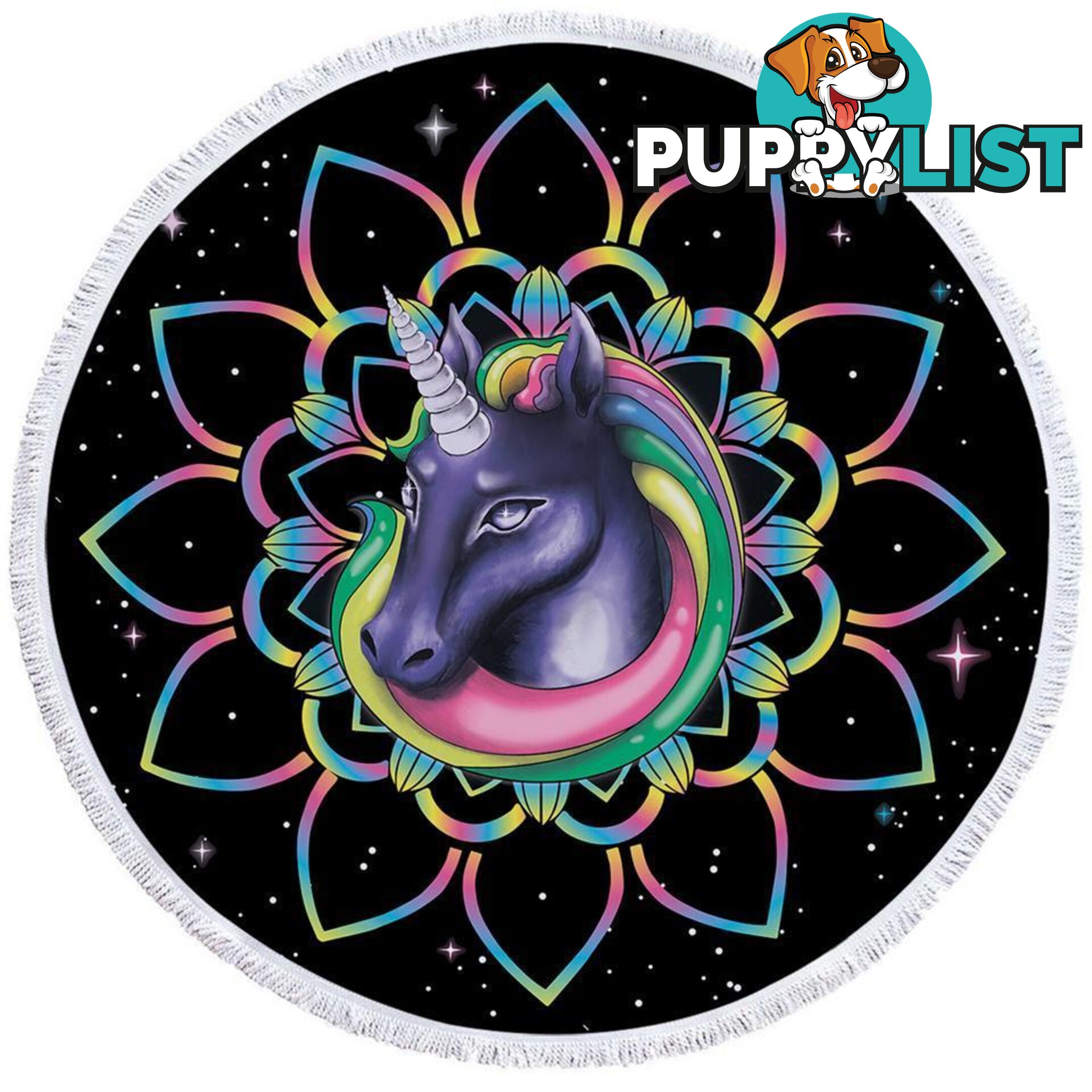 Mandala Unicorn in Space Beach Towel - Towel - 7427046308922