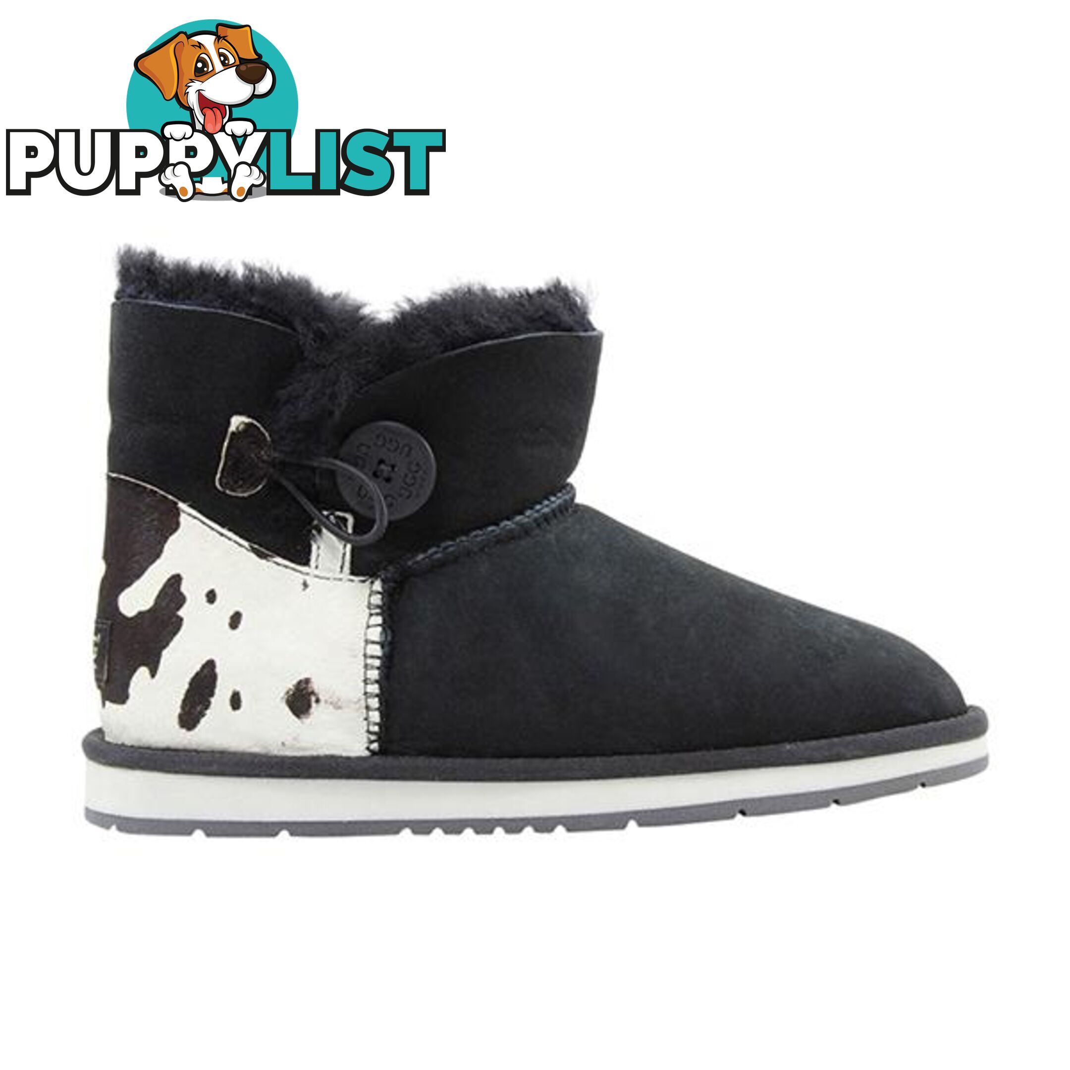 Auzland Cow Print Mini Bailey Button Ugg Boot - AUZLAND - 822427506015