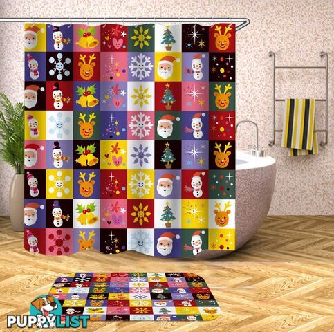 Colorful Christmas Checkers Shower Curtain - Curtain - 7427045989559