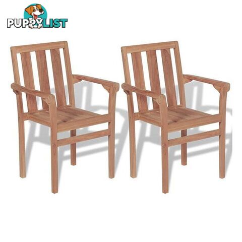 Outdoor Stackable Chairs 2 Pcs Solid Teak - Chair - 8718475506157