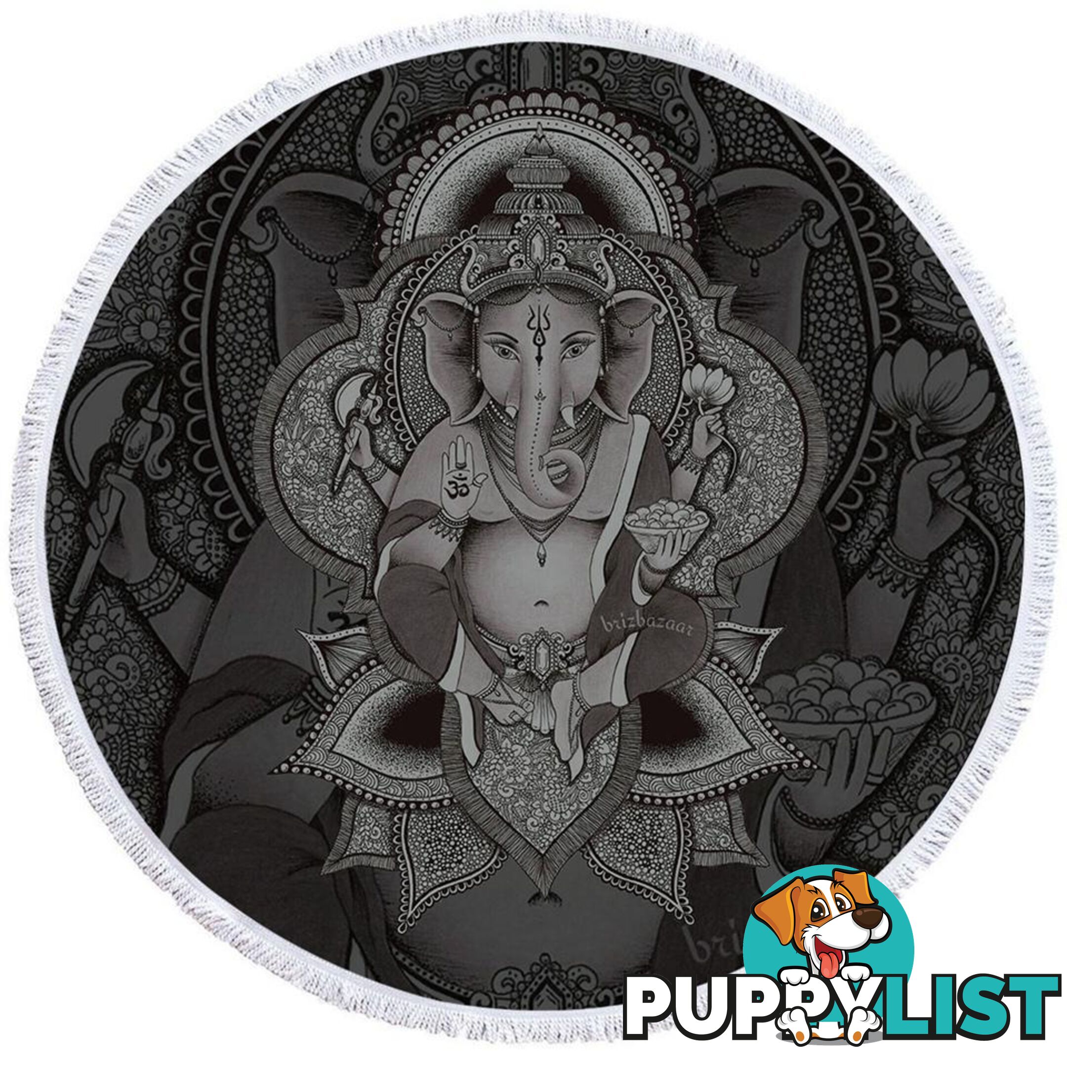 Grey Ganesh Beach Towel - Towel - 7427046325103