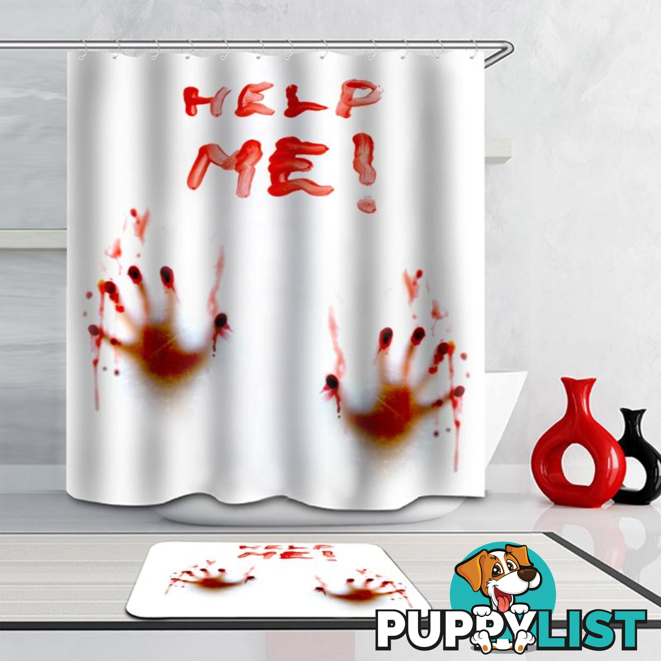 "Help Me(!)" Bloody Hands Shower Curtain - Curtain - 7427005917226