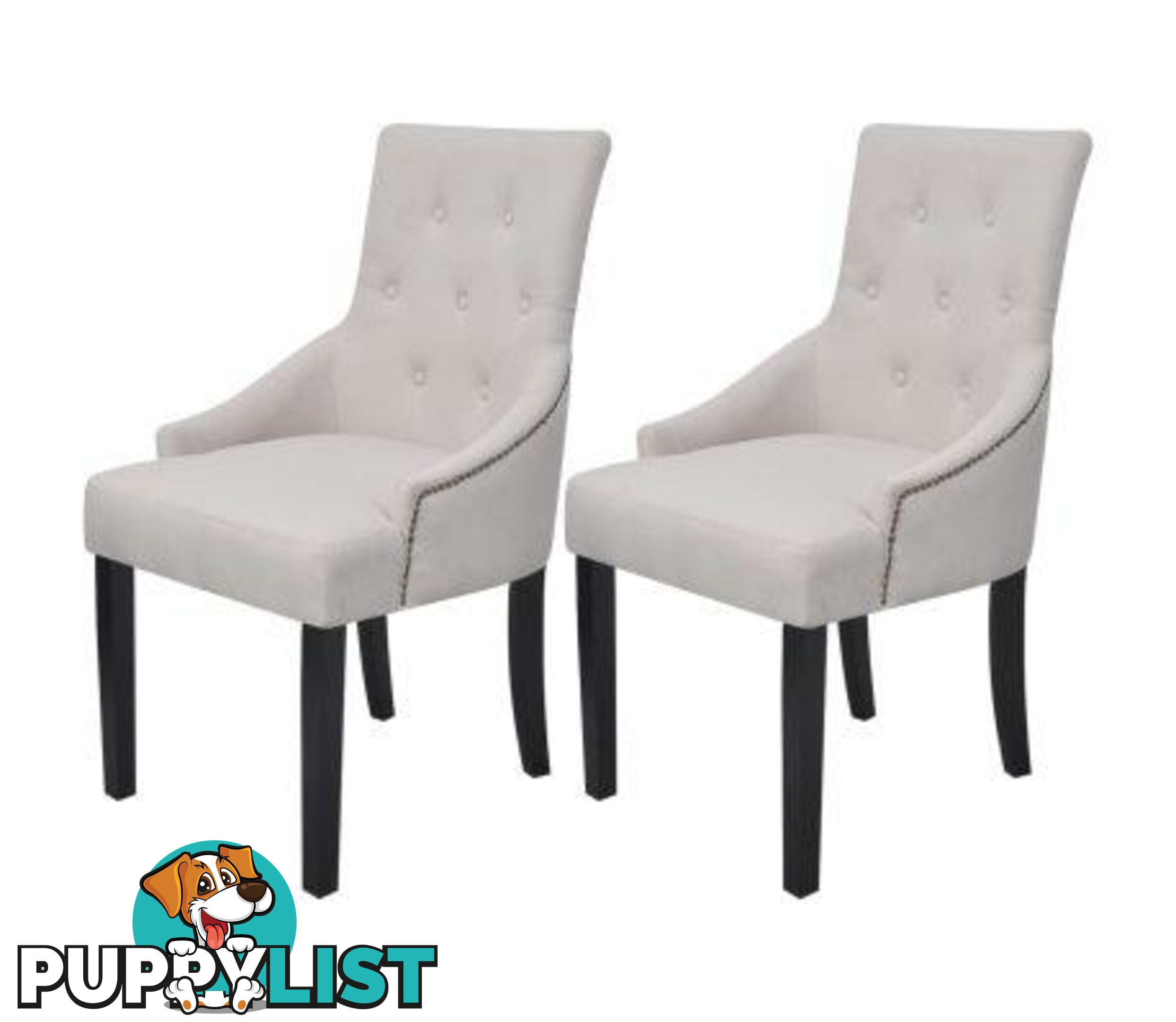 Dining Chairs Polyester (2 Pcs) - Cream - Unbranded - 4326500434920