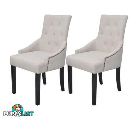 Dining Chairs Polyester (2 Pcs) - Cream - Unbranded - 4326500434920