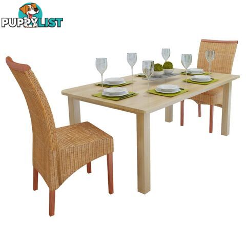 Dining Chairs Rattan (2 Pcs) - Brown - Unbranded - 4326500436535