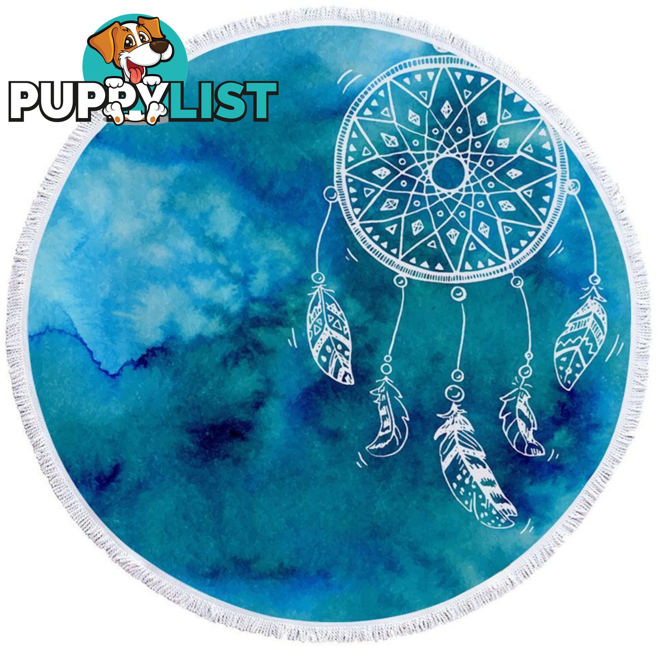 Blue Background Dream Catcher Beach Towel - Towel - 7427046311557