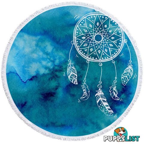 Blue Background Dream Catcher Beach Towel - Towel - 7427046311557