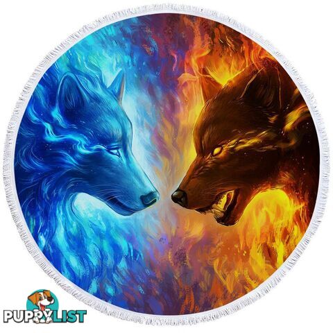 Water vs Fire Wolfs Beach Towel - Towel - 7427046329798