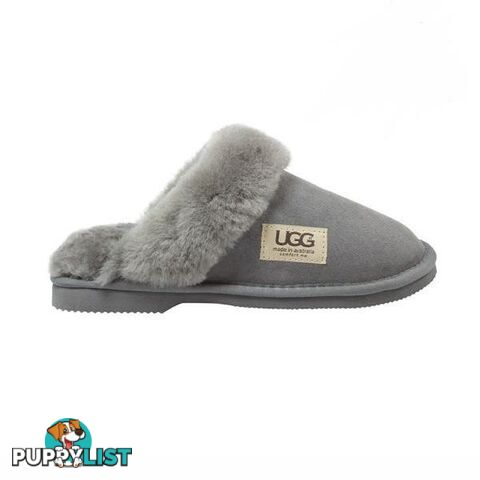 UGG Merino Sheepskin Fur Trim Scuff Memory Foam Grey - UGG - 822427524002