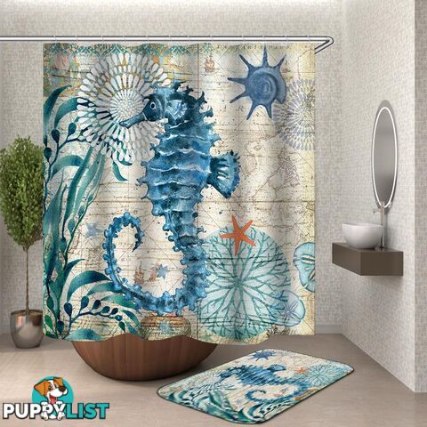 Vintage Map Seahorse Shower Curtain - Curtain - 7427046125949
