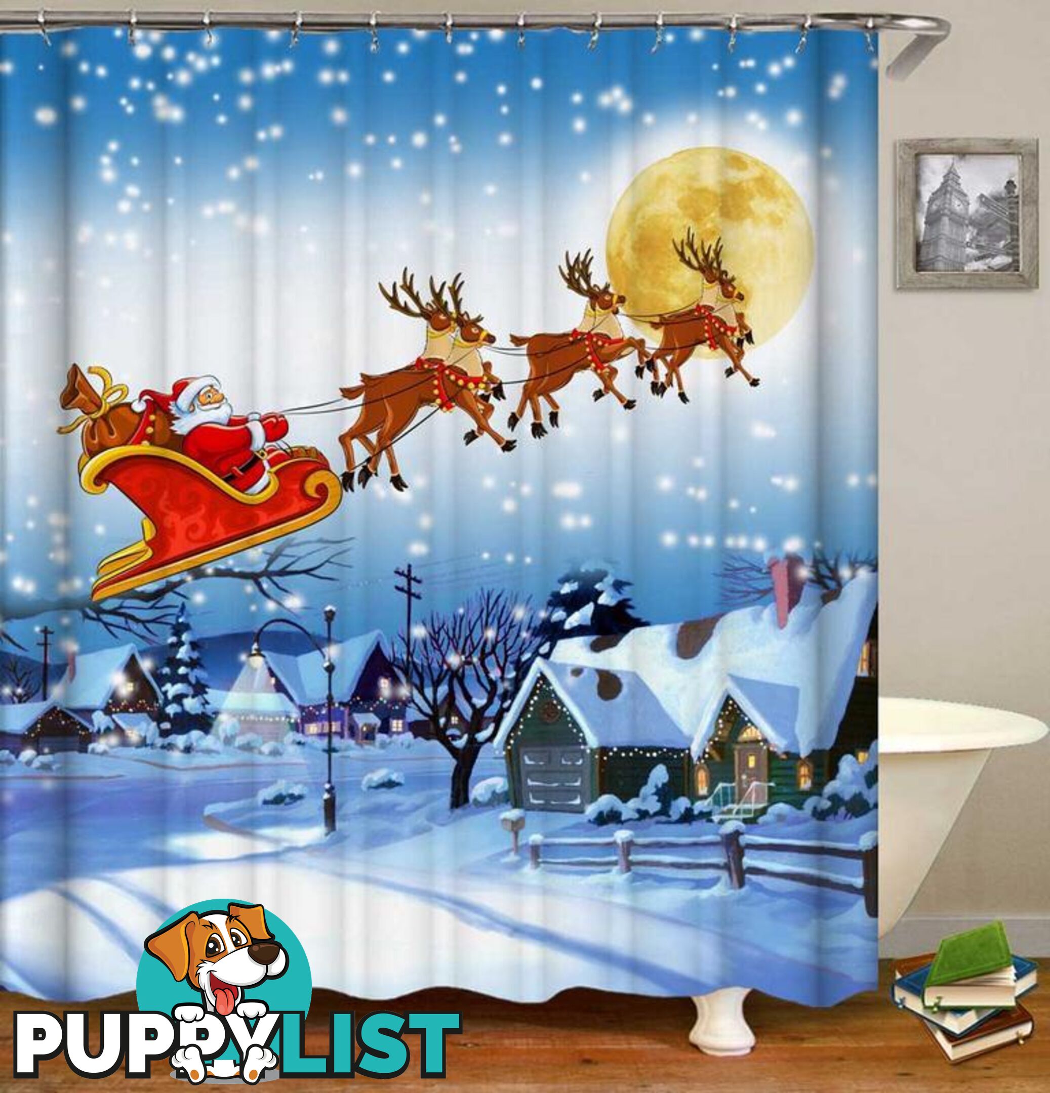 Classic Christmas Scene Shower Curtain - Curtains - 7427046067386