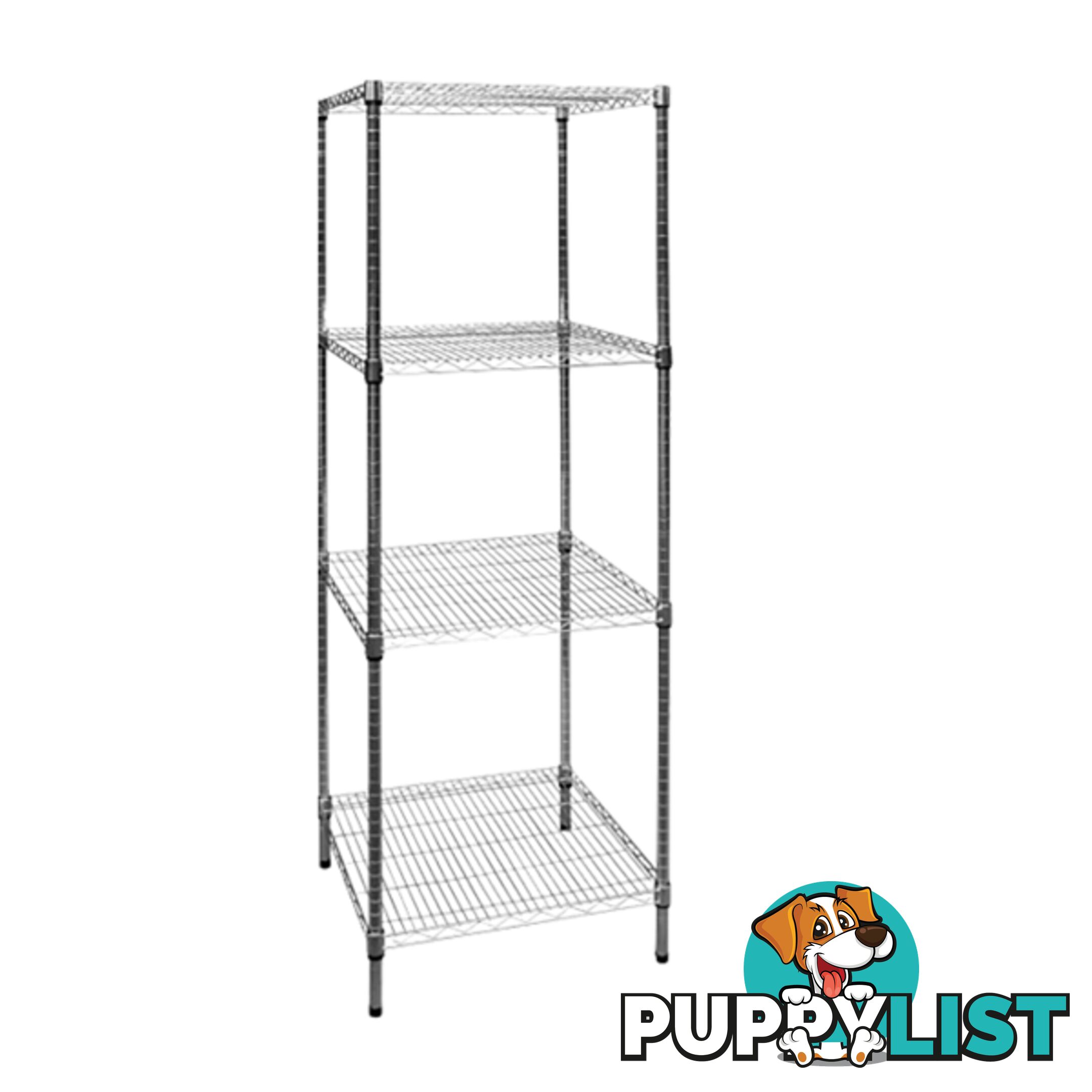 Modular Chrome Wire Steel Shelving (600x600x1800mm) - Unbranded - 4344744432052