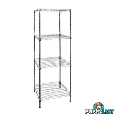 Modular Chrome Wire Steel Shelving (600x600x1800mm) - Unbranded - 4344744432052