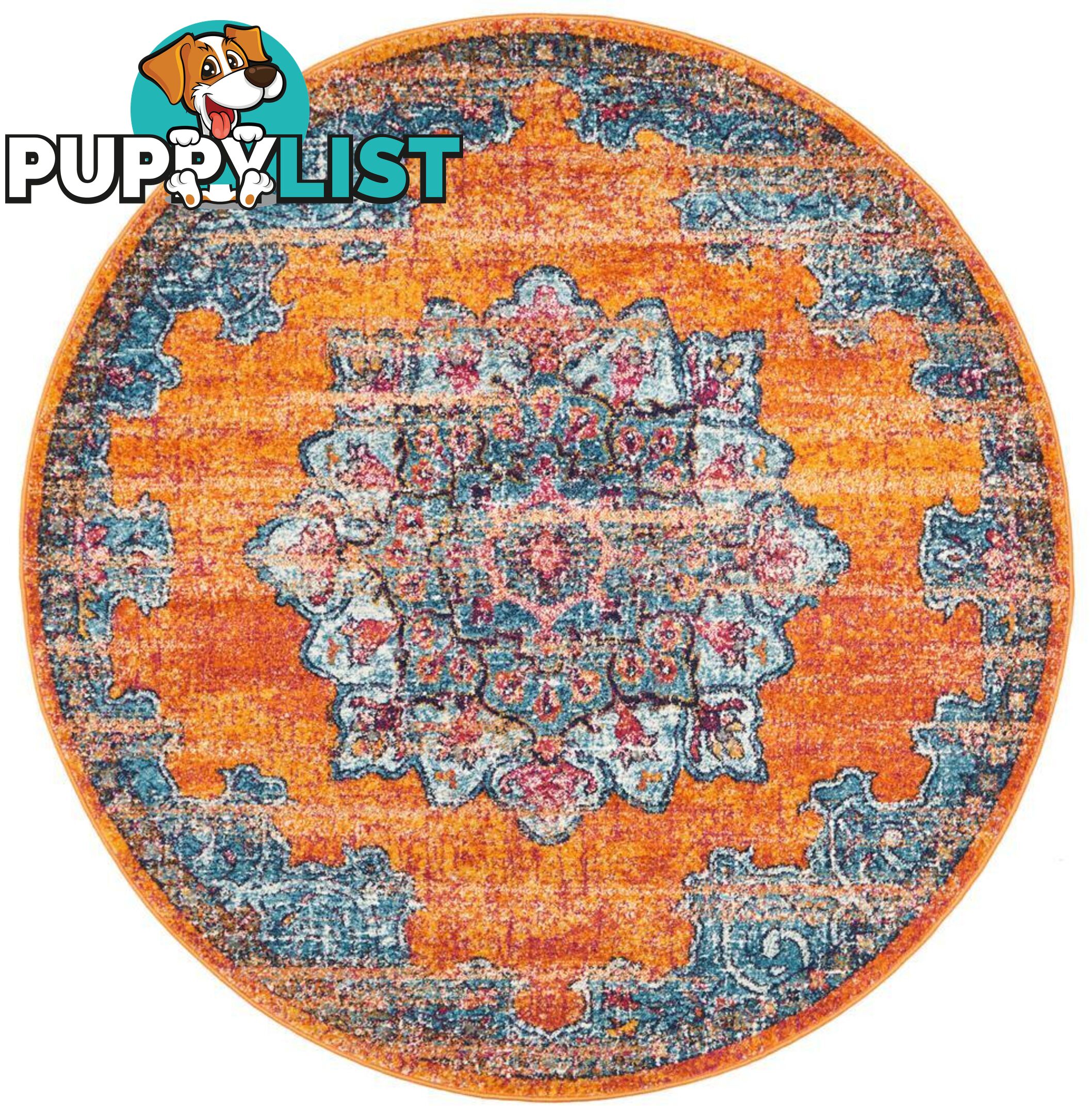 Radiance Mavi Rust Round Rug - Unbranded - 9375321886772