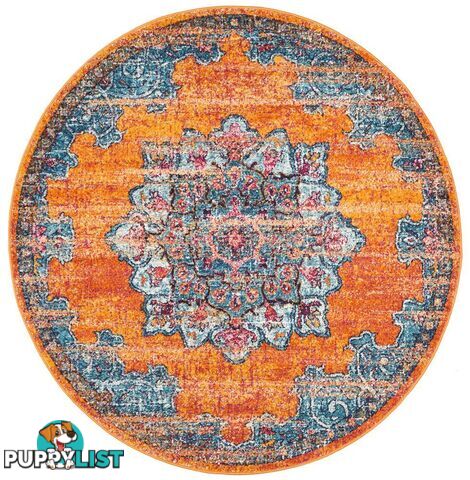 Radiance Mavi Rust Round Rug - Unbranded - 9375321886772