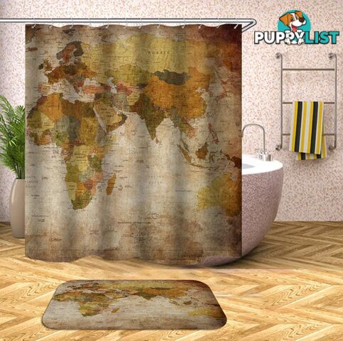 Vintage Africa Europe Australia Map Shower Curtain - Curtain - 7427046007283