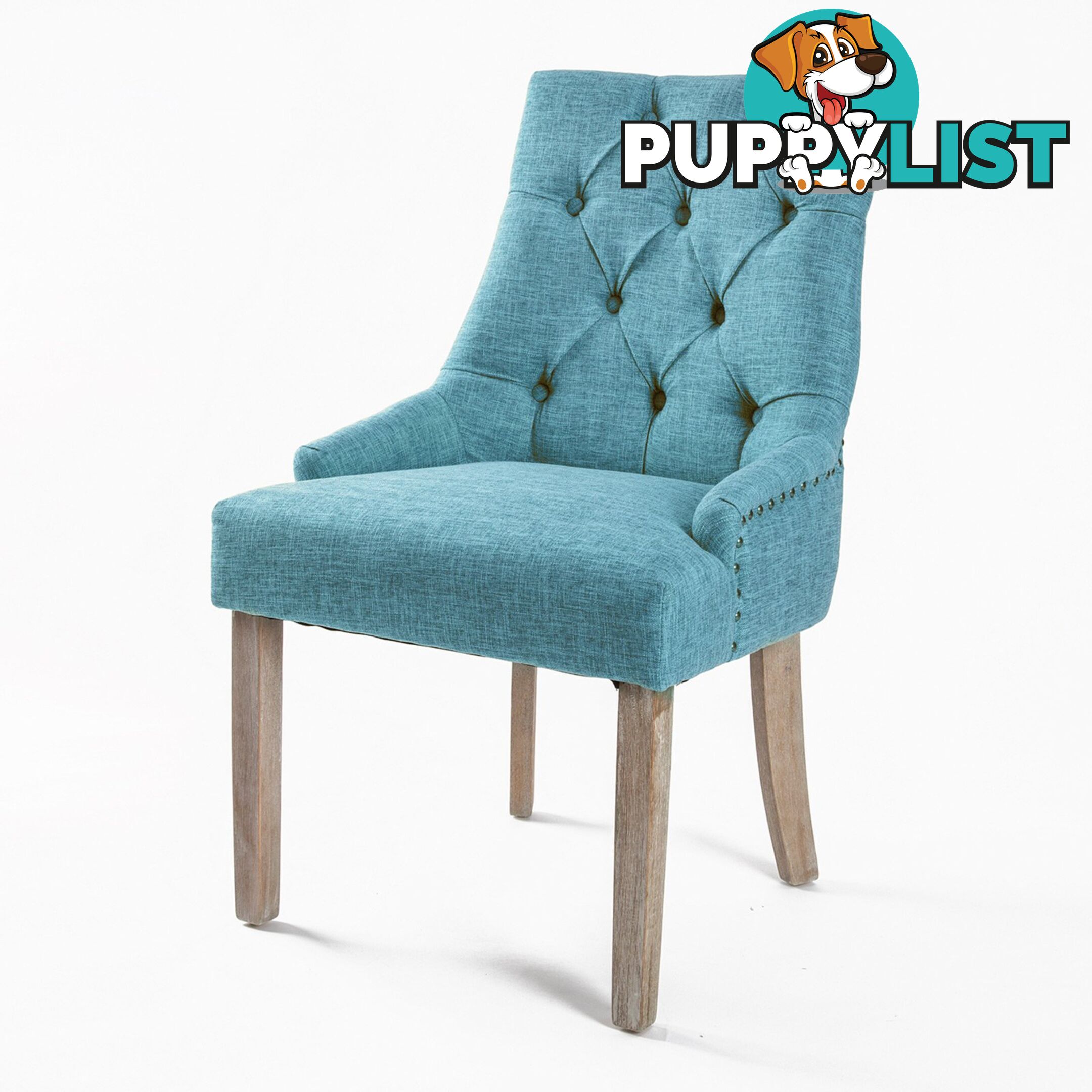 French Provincial Oak Leg Chair Amour Blue - Chairs - 7427005892486