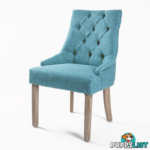 French Provincial Oak Leg Chair Amour Blue - Chairs - 7427005892486