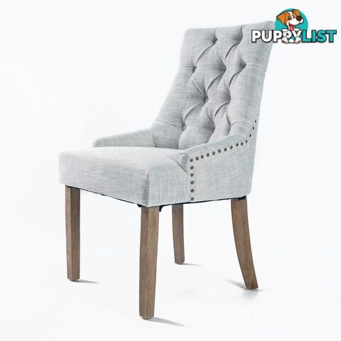 1X French Provincial Oak Leg Chair AMOUR - GREY - Unbranded - 9352338008274