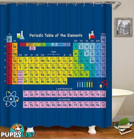 Periodic Table Of Elements Blue Background Shower Curtain - Curtain - 7427046085502