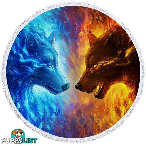 Water vs Fire Wolfs Beach Towel - Towel - 7427046329811