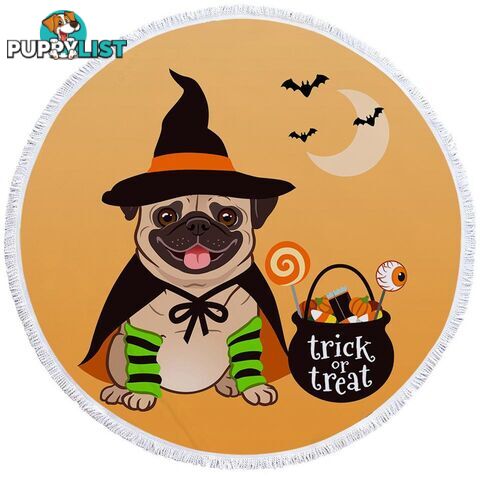 Halloween Pug Beach Towel - Towel - 7427046340205