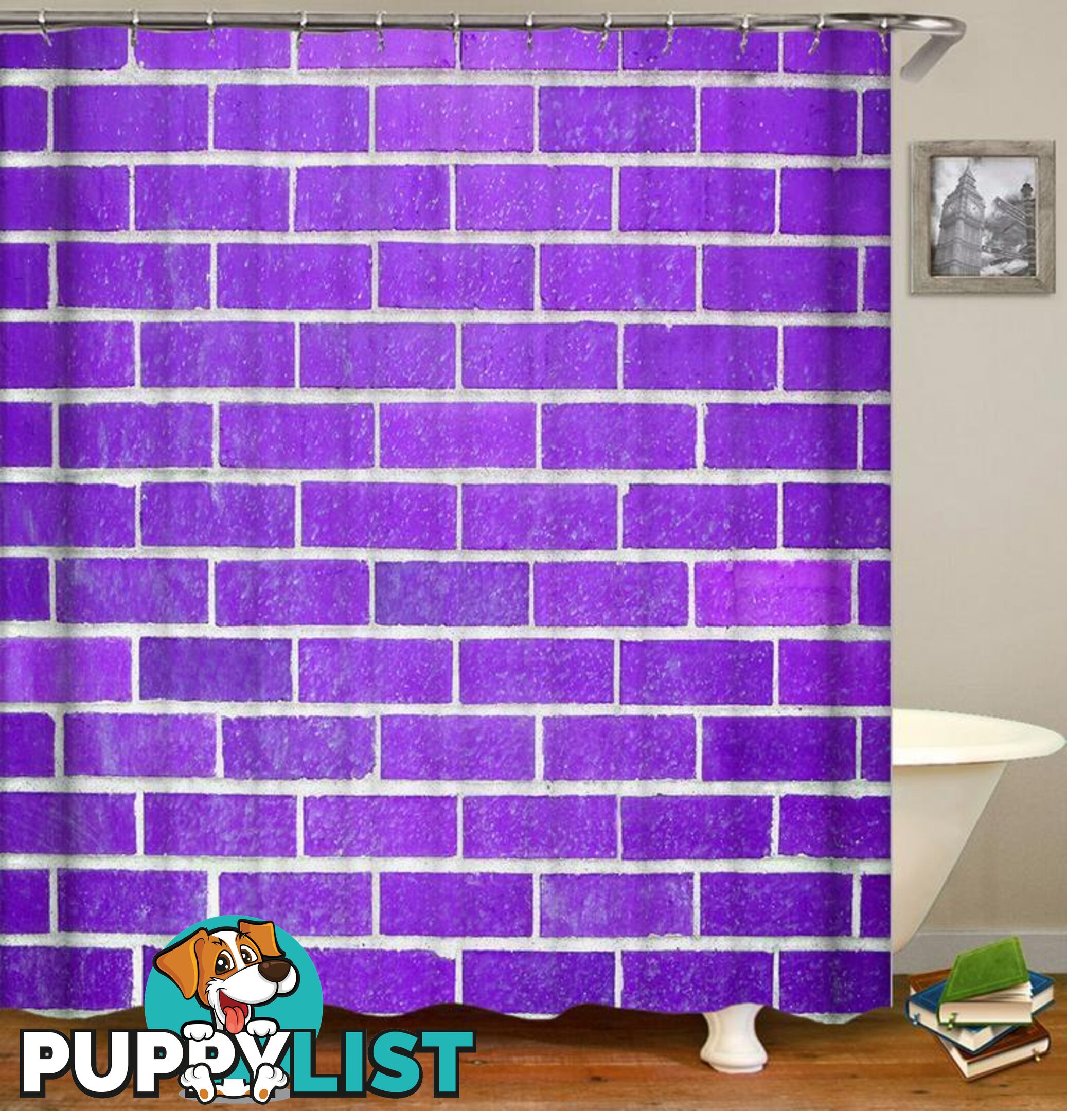 Purple Brick Wall Shower Curtain - Curtain - 7427045987906