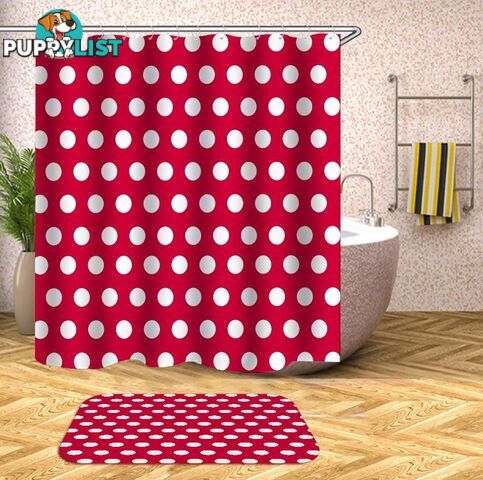 Red Background Polka Dot Shower Curtain - Curtain - 7427045985674