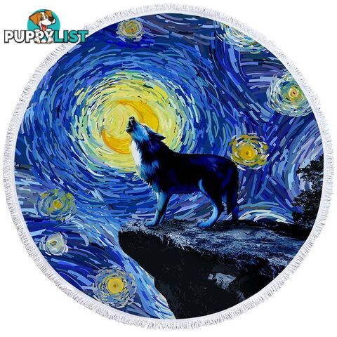 Van Gogh Art Wolf Beach Towel - Towel - 7427046316279