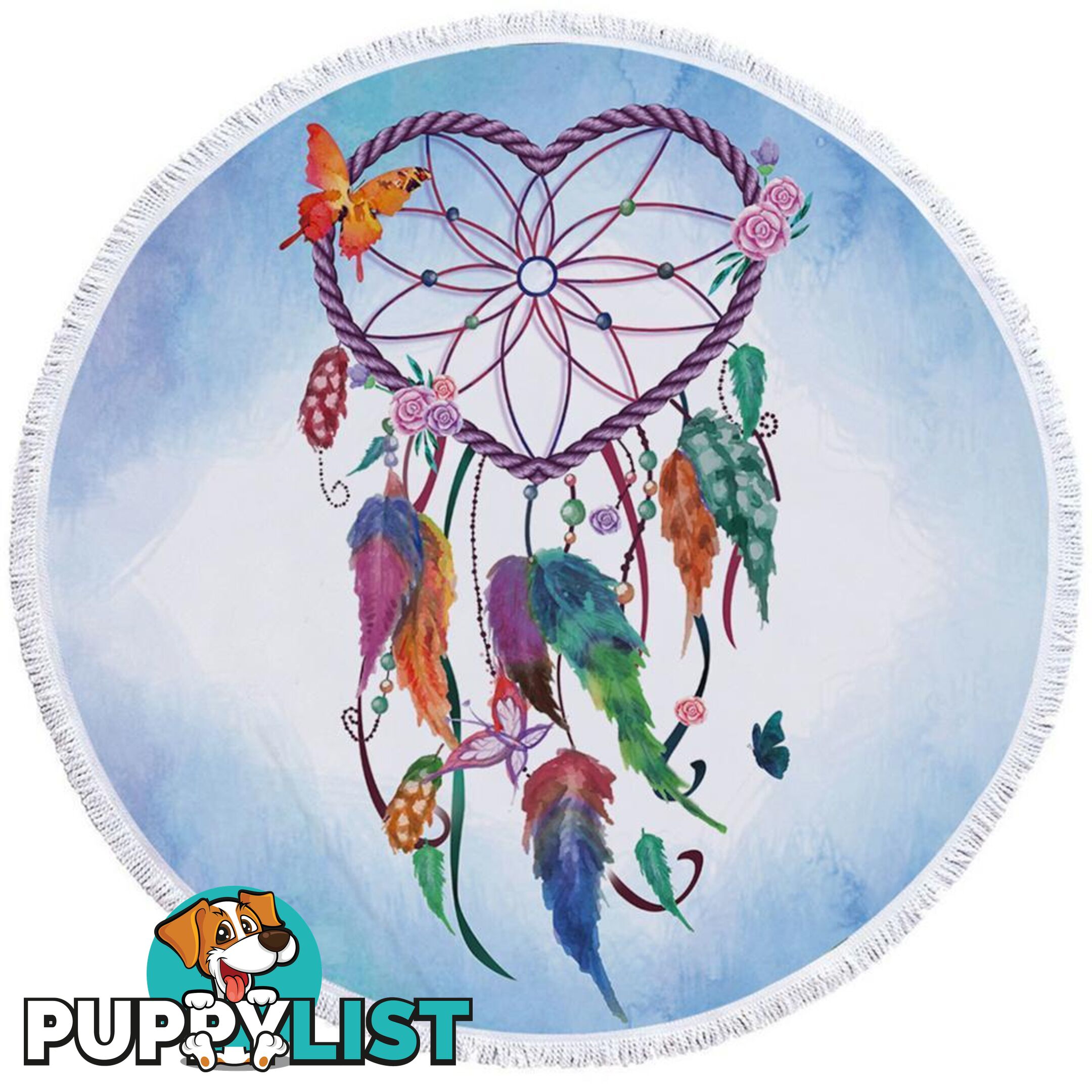 Heart Dream Catcher Beach Towel - Towel - 7427046331012