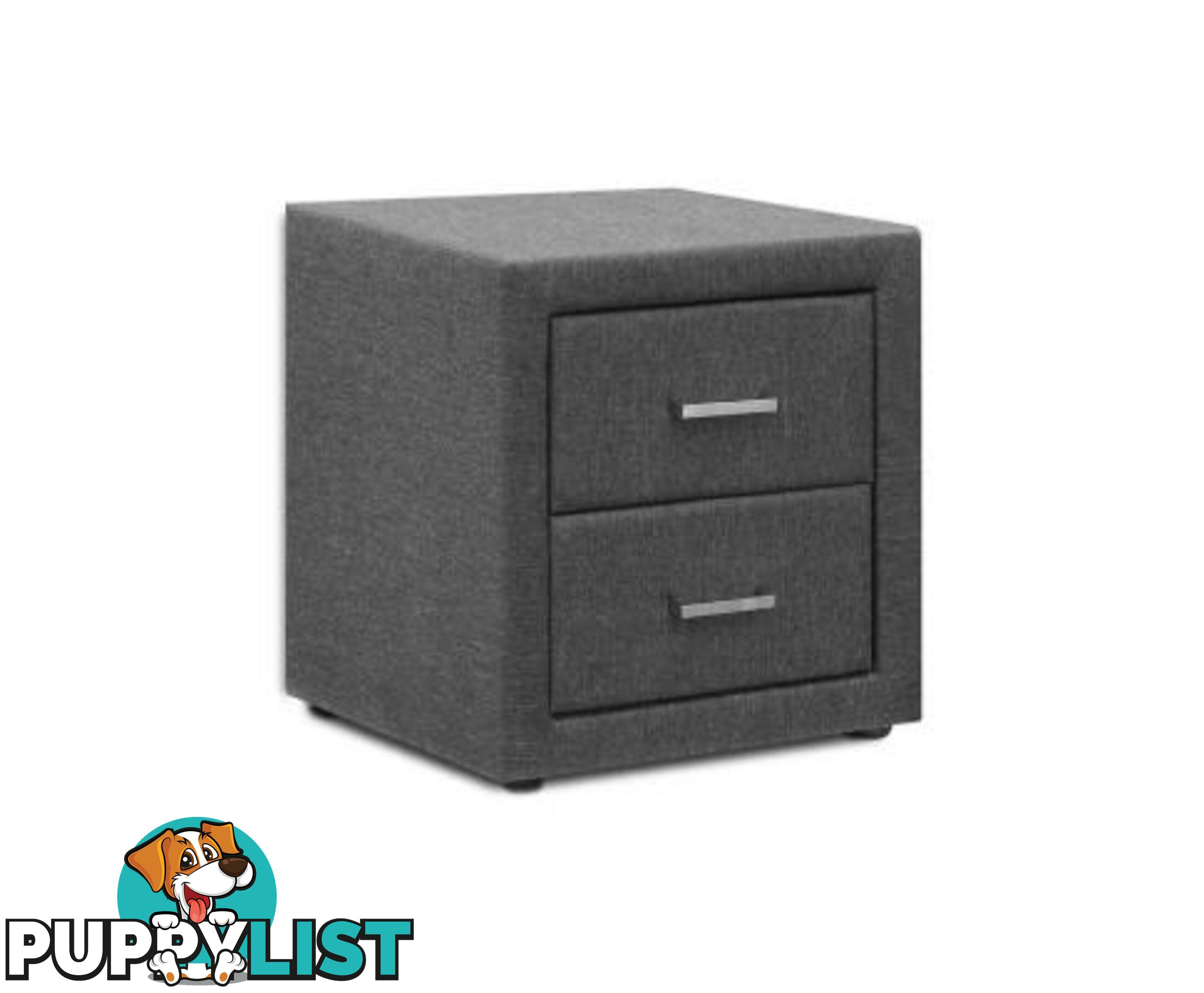 Fabric Bedside Table 2 Drawers Grey - Artiss - 9350062115138