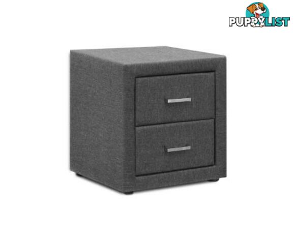 Fabric Bedside Table 2 Drawers Grey - Artiss - 9350062115138