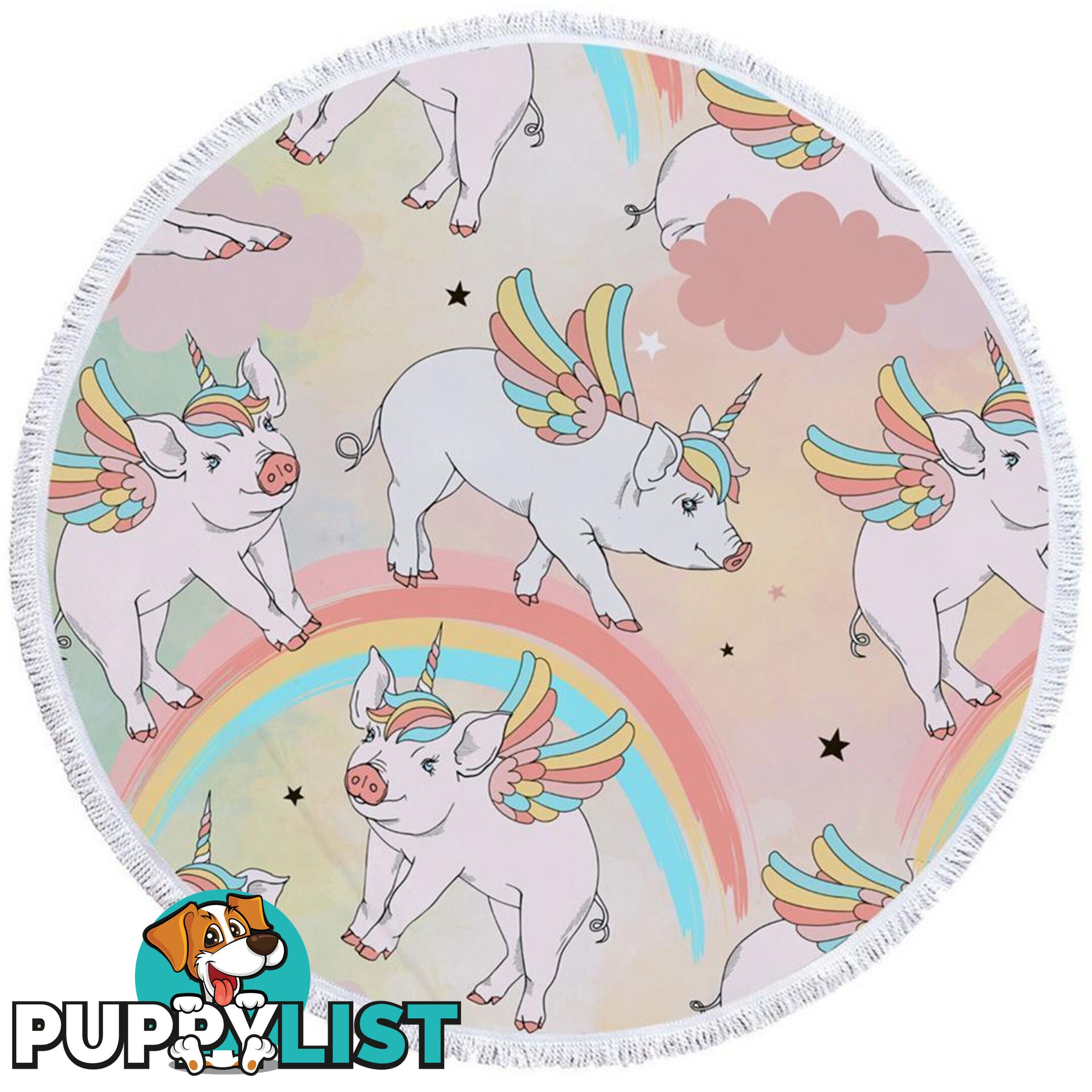 Rainbow Unicorn Pigs Beach Towel - Towel - 7427046304955