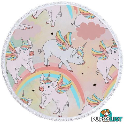 Rainbow Unicorn Pigs Beach Towel - Towel - 7427046304955