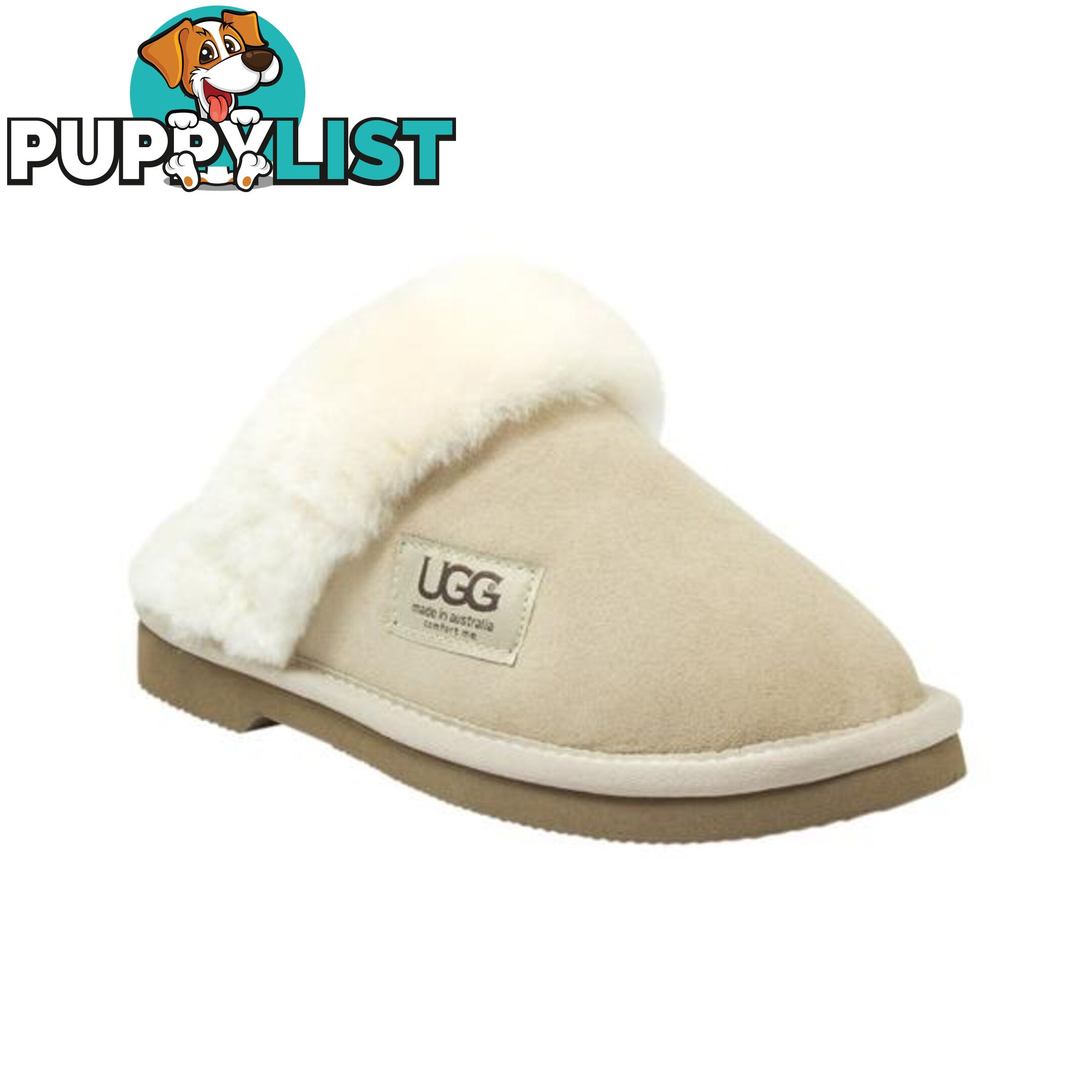 UGG Merino Sheepskin Fur Trim Scuff Memory Foam Sand - UGG - 822427524194