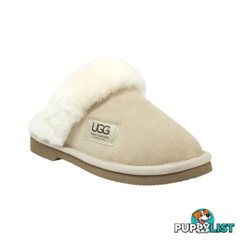 UGG Merino Sheepskin Fur Trim Scuff Memory Foam Sand - UGG - 822427524194