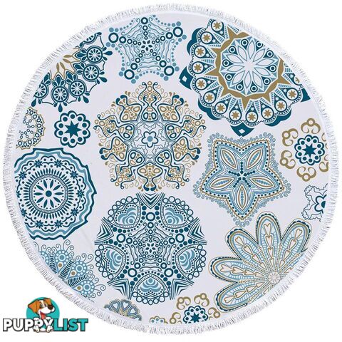 Teal Blue and Turquoise Mandalas Beach Towel - Towel - 7427046306898