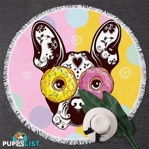 Funny Donuts Pug Beach Towel - Towel - 7427046332101