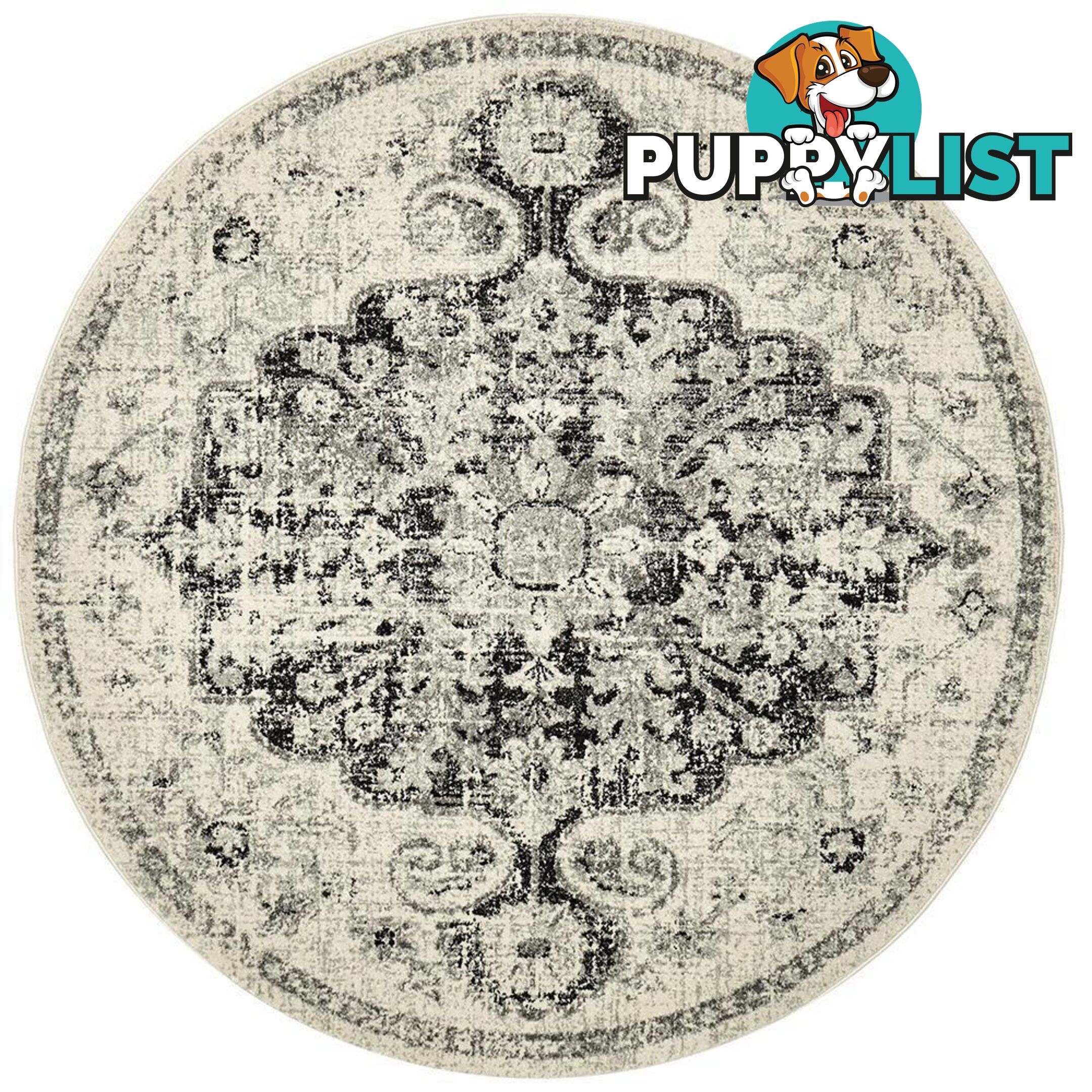 Museum Transitional Charcoal Round Rug - Unbranded - 9375321850537