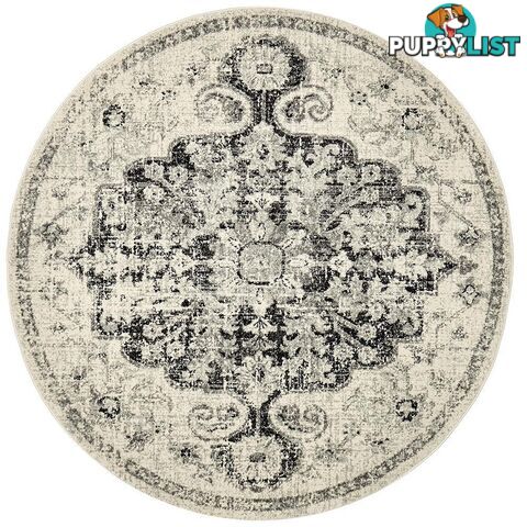 Museum Transitional Charcoal Round Rug - Unbranded - 9375321850537