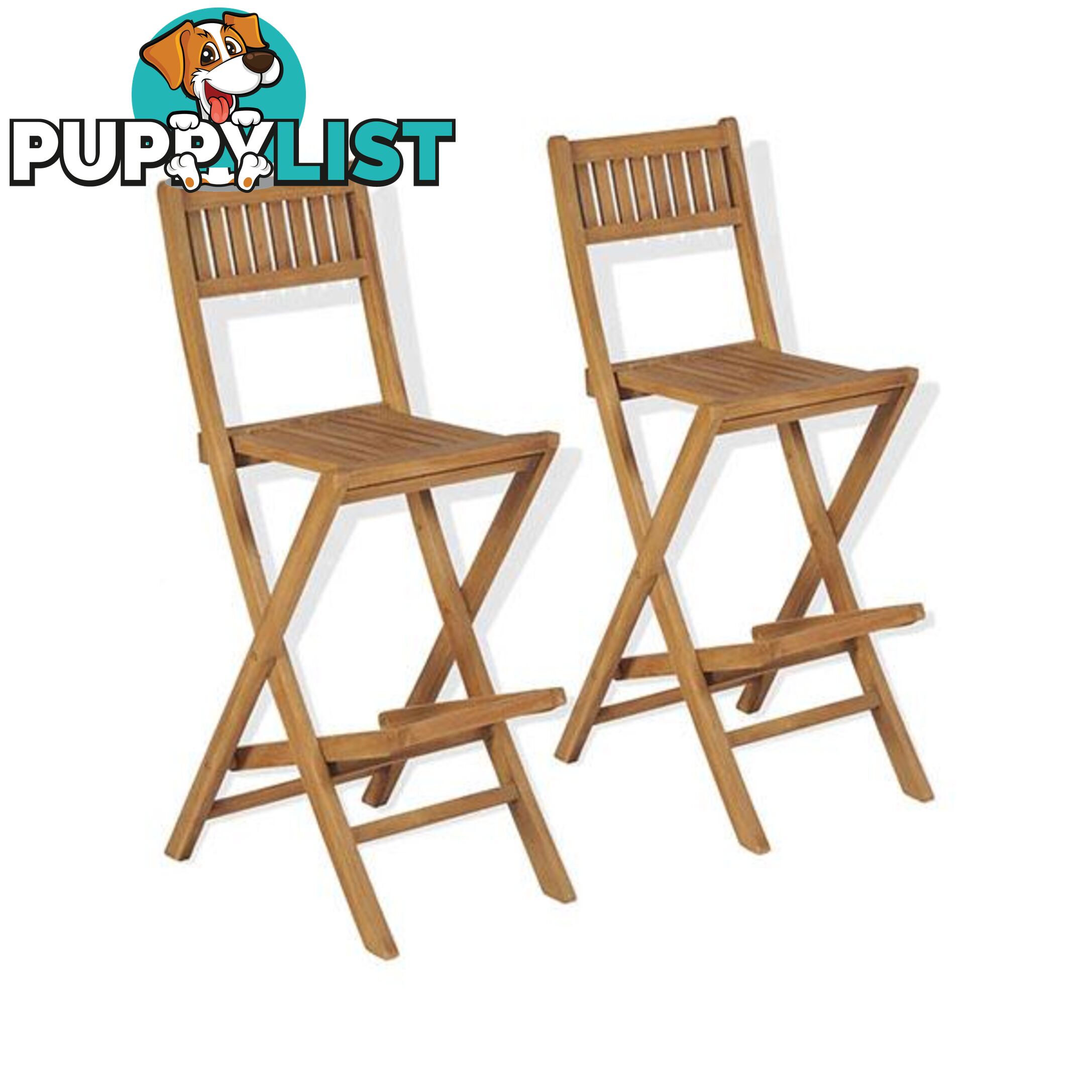 Folding Outdoor Bar Stools 2 Pcs Solid Teak Wood - Unbranded - 8718475581000