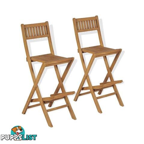 Folding Outdoor Bar Stools 2 Pcs Solid Teak Wood - Unbranded - 8718475581000