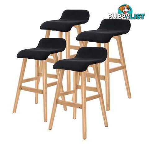 4X 65Cm Oak Wood Bar Stool Fabric Sophia Black - Unbranded - 7427046374460