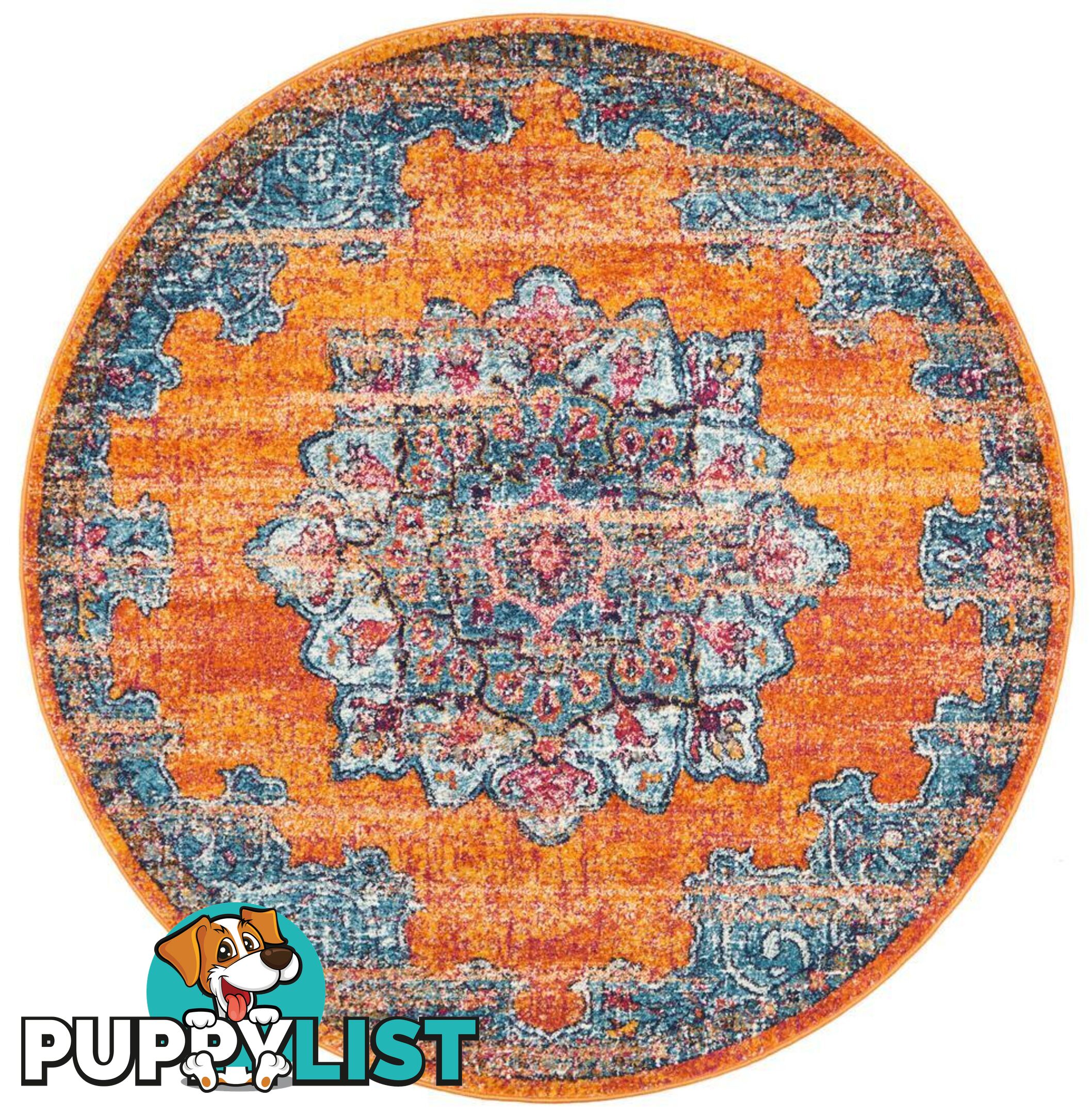 Radiance Mavi Rust Round Rug - Unbranded - 9375321886789