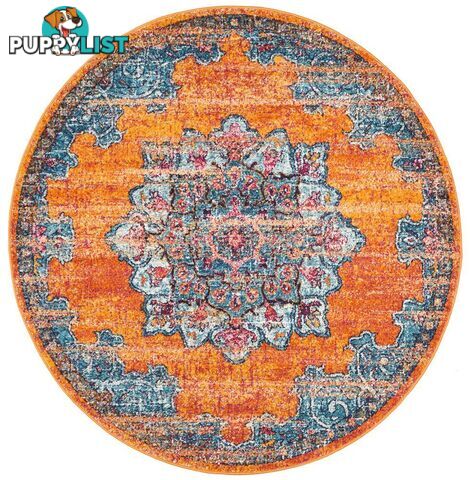 Radiance Mavi Rust Round Rug - Unbranded - 9375321886789