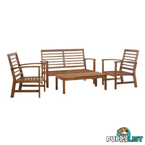 4 Piece Garden Lounge Set Solid Acacia Wood Oil Finish - Unbranded - 8719883762364