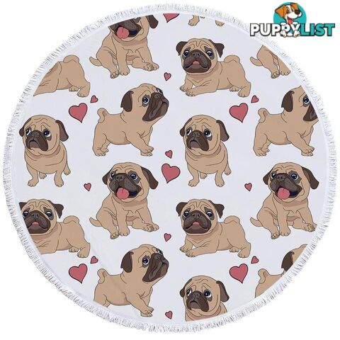 Sweet Pug Pattern Beach Towel - Towel - 7427046311922