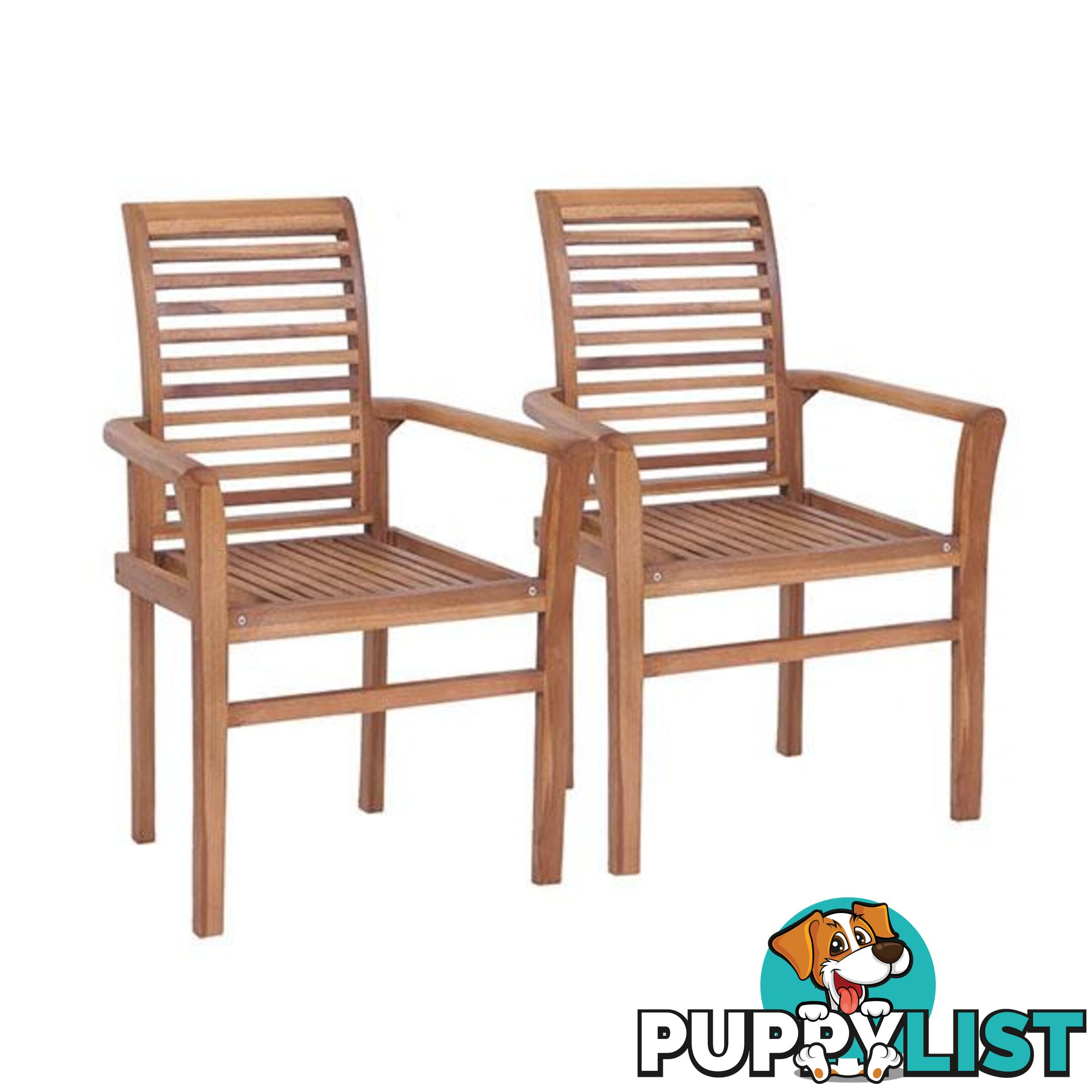 Stacking Dining Chairs 2 Pcs Solid Teak - Unbranded - 8718475707943