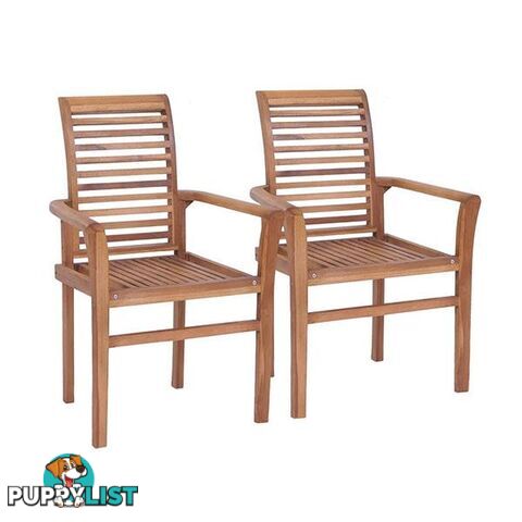 Stacking Dining Chairs 2 Pcs Solid Teak - Unbranded - 8718475707943