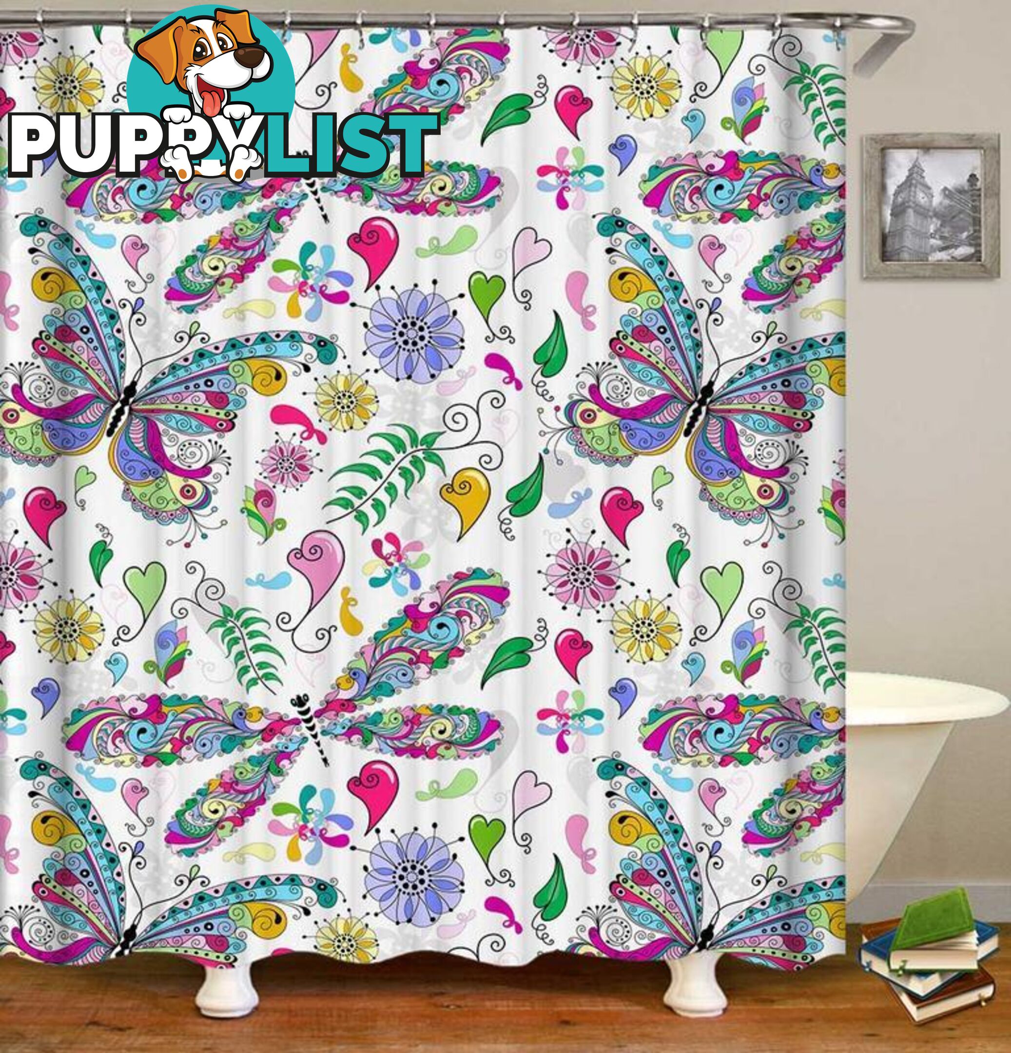 Colorful Butterflies And Dragonflies Shower Curtain - Curtain - 7427046077071